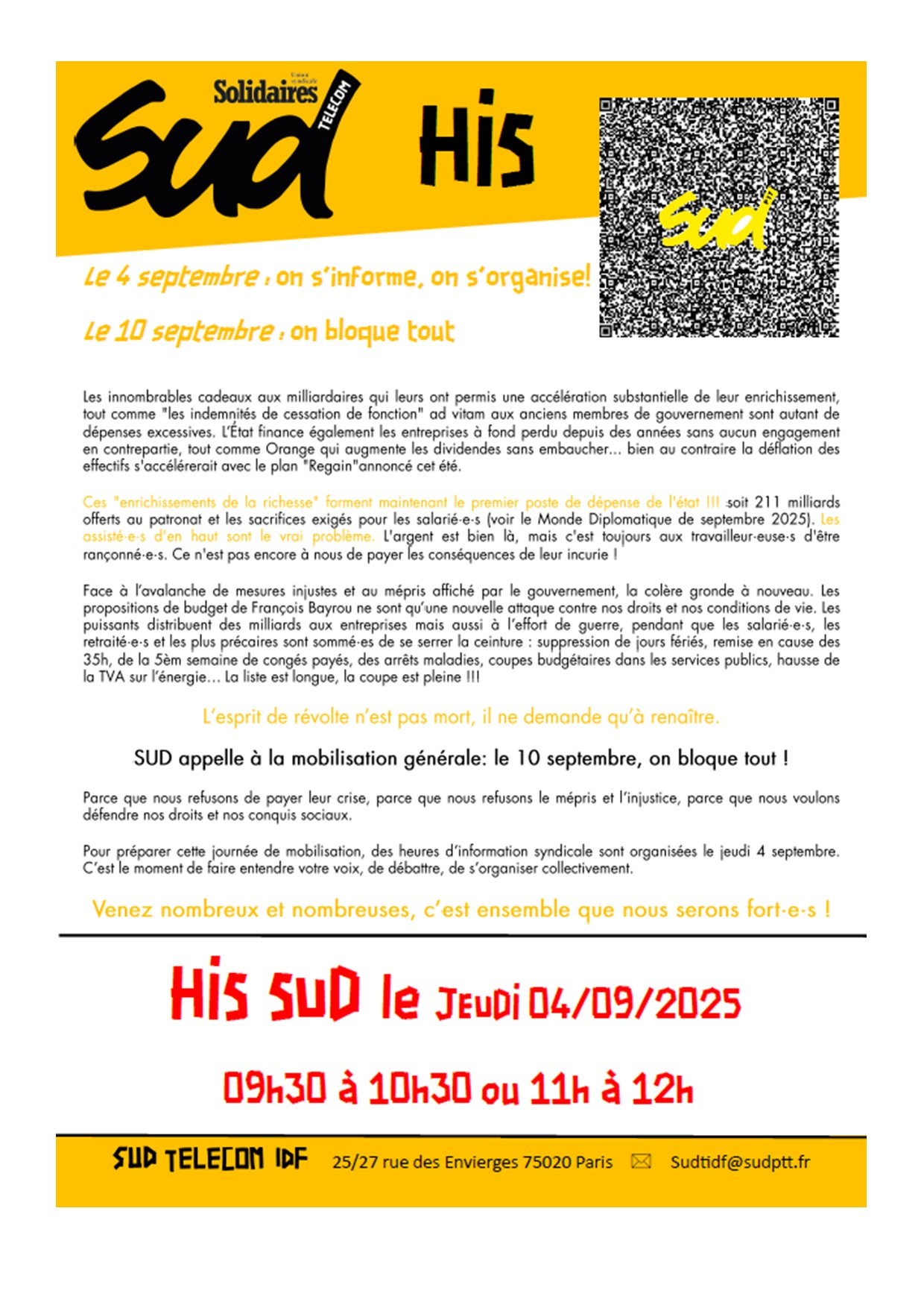 LE 10 SEPTEMBRE ON BLOQUE TOUT